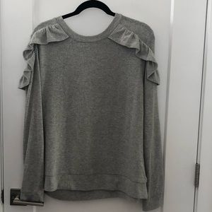 New Soft Grey Sweater with Cute Ruffles